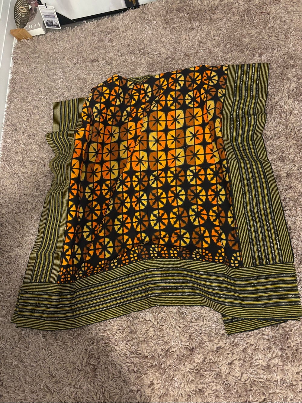Vibrant Orange & Black Patterned Kimono Jacket - Picture 11 of 14